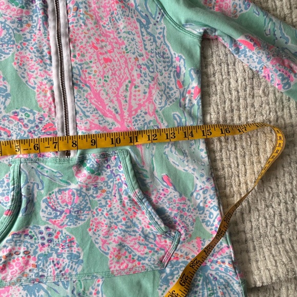 Lilly Pulitzer zip up pullover with front pocket. Mint green/vibrant pinks. XXS - Picture 9 of 16
